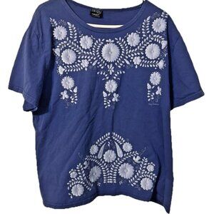 Sabaku Blue Floral Painted Shirt Size XL